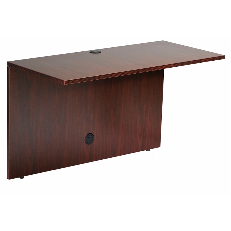 Boss Office U-Shape Desk Credenza with Pedestal and Hutch in Mahogany
