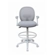 Boss Office Mesh Stool with Flip Arms in Gray and White