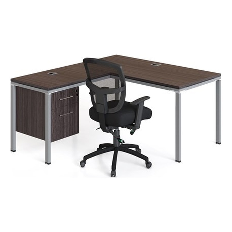 Boss Office Simple System 48" x 24" L Desk with (1) Pedestal in