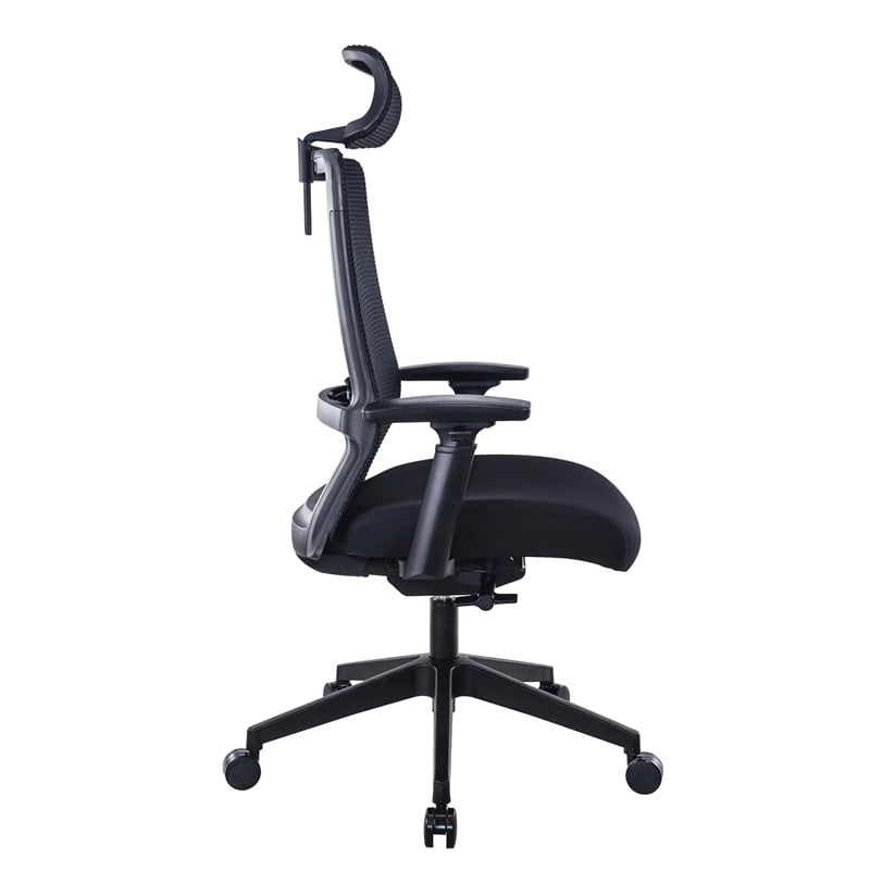 Boss Office Products Mesh Back Task Vinyl Chair with Headrest in Black