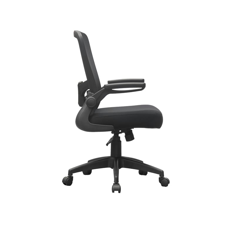 Boss Office Products Flip Arm Mesh Task Chair in Black with Black Frame