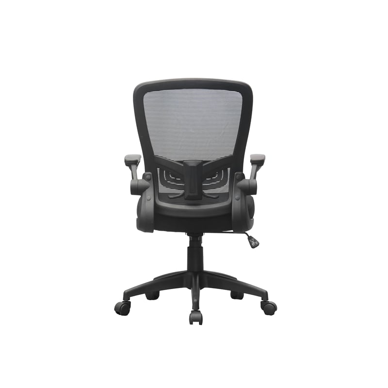 Boss Office Products Flip Arm Mesh Task Chair in Black with Black Frame