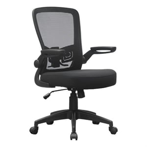Boss Office Products Flip Arm Mesh Task Chair in Black with Black Frame