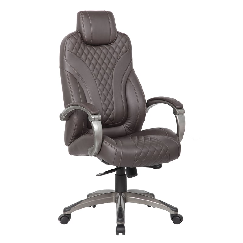 Boss Office Products Executive Hinged Arm Chair in Brown