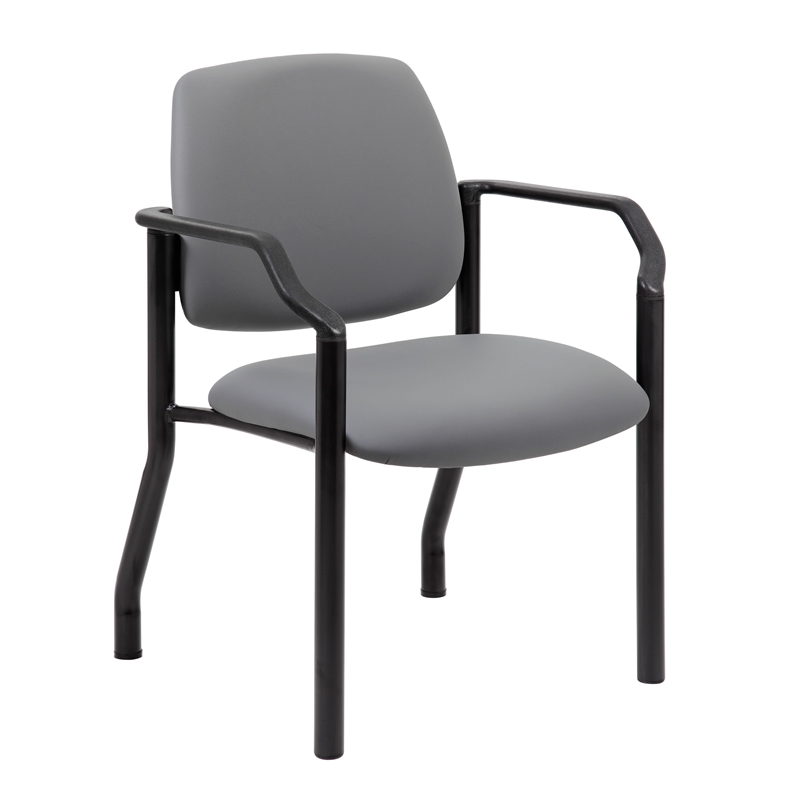 Boss Office Products Steel Guest Chair with 300 lb. Weight Capacity in Gray