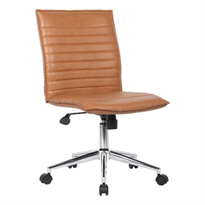 boss office products ribbed vinyl armless hospitality task chair in caramel