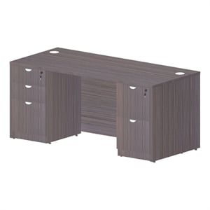 Boss Office Products 66&quot Desk with Pedestals in Driftwood