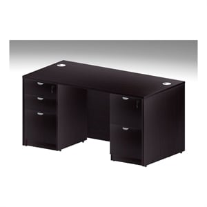 Boss Office Products 66&quot Desk with Pedestals in Mocha