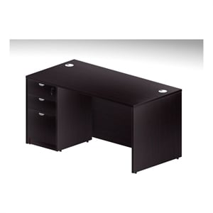 Boss Office Products 60&quot Desk with Pedestal in Mocha