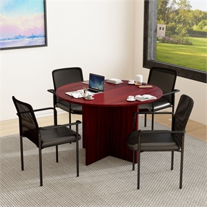 Boss Office Products 47&quotW Conference Table with 4 Chairs in Mahogany