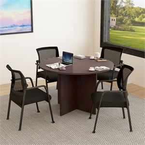 Boss Office Products 47&quotW Conference Table with 4 Guest Chairs in Mocha