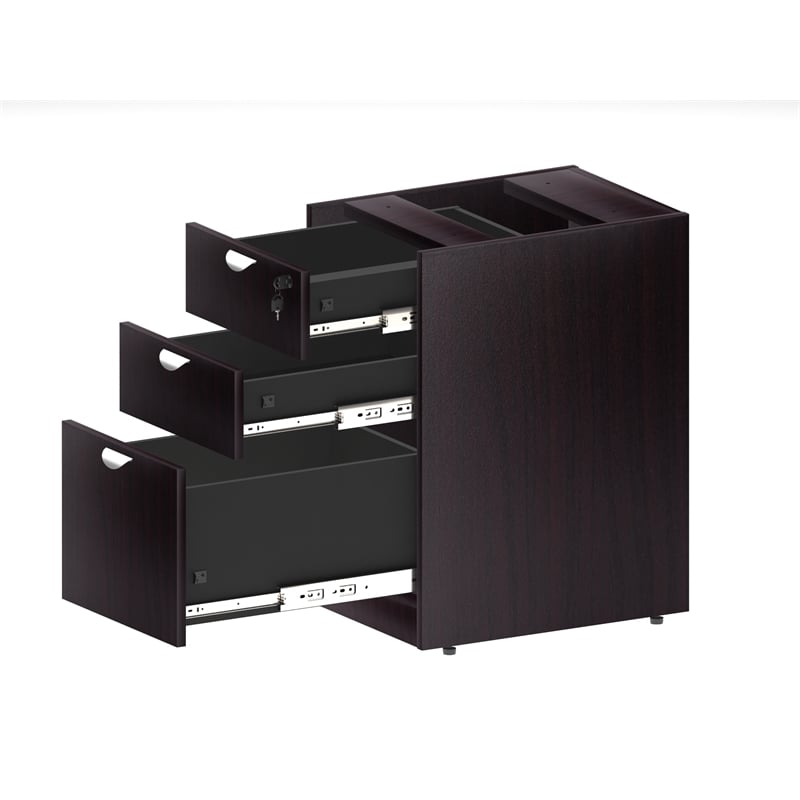 Boss Office Products 66 Inch Executive U-Shape Desk with File Pedestal in Mocha