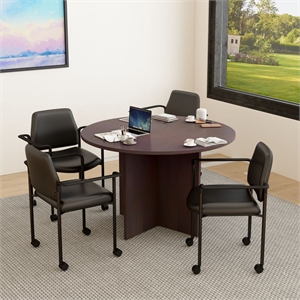 Boss Office Products 47&quotW Conference Table with 4 Vinyl Chairs in Mocha
