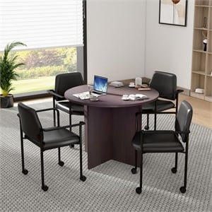 Boss Office Products 42&quotW Conference Table with 4 Vinyl Chairs in Mocha