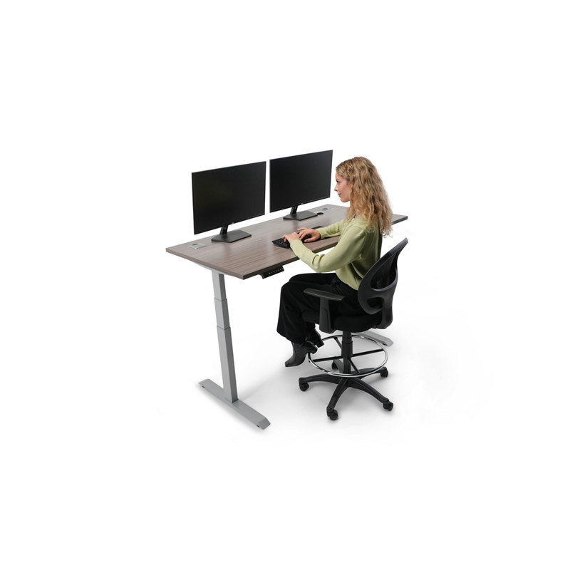 Boss Office Products Motorized Standing Metal Desk Base in Silver