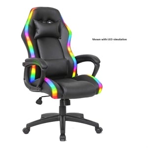 Boss Office Products LED High Back Vinyl Gaming Chair in Black