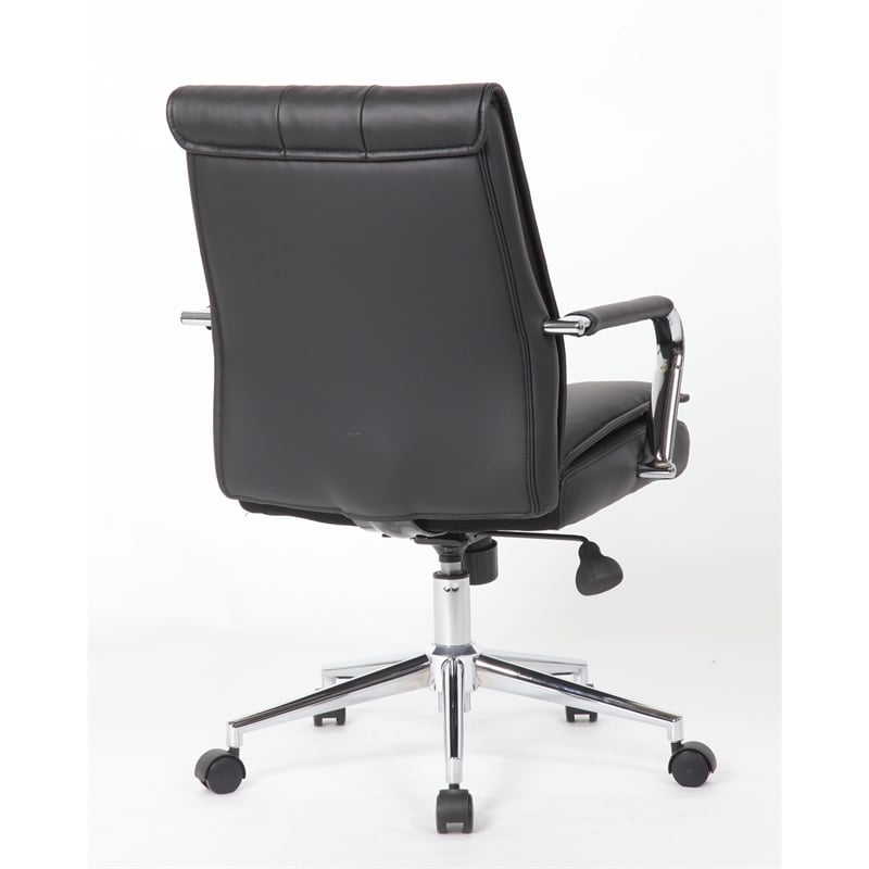 Boss Office Products Charlotte Pillow Top Vinyl Task Chair in Black