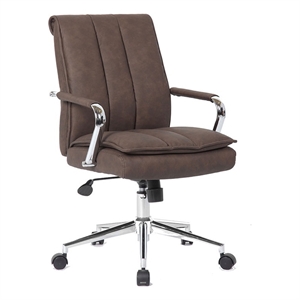 Boss Office Products Charlotte Pillow Top Vinyl Task Chair in Brown