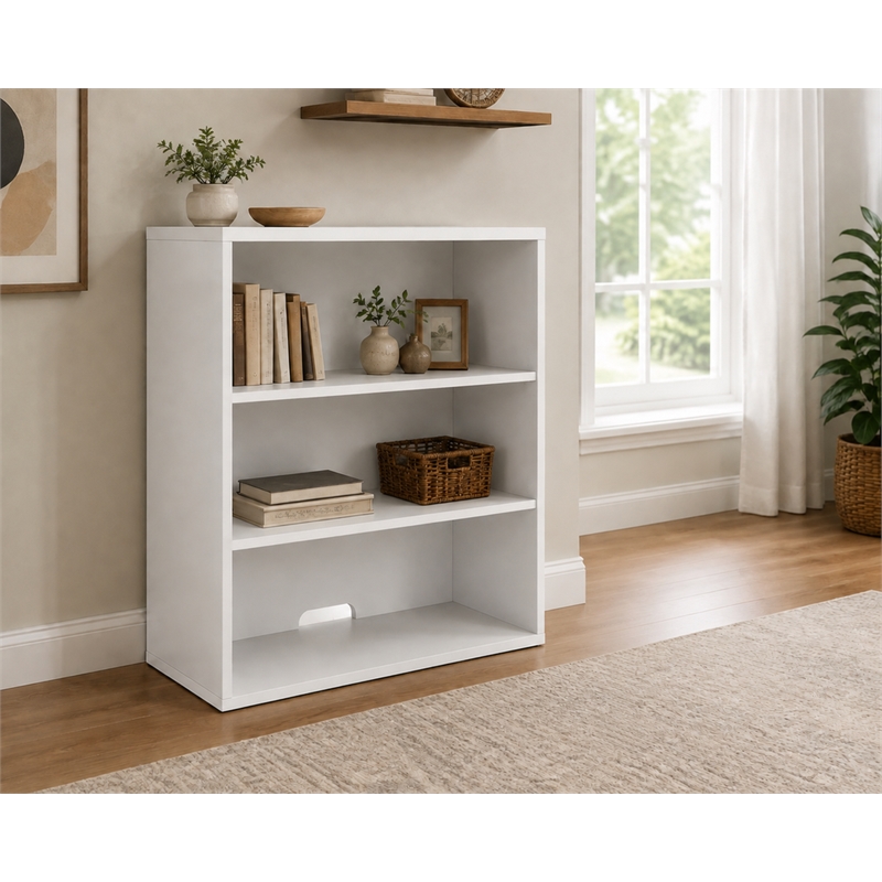 Boss Office Products 3 Shelf Open Engineered Wood Hutch/Bookcase in White
