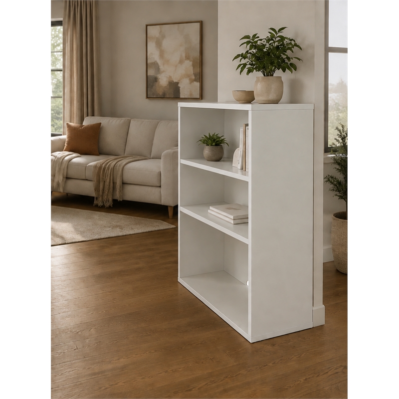 Boss Office Products 3 Shelf Open Engineered Wood Hutch/Bookcase in White