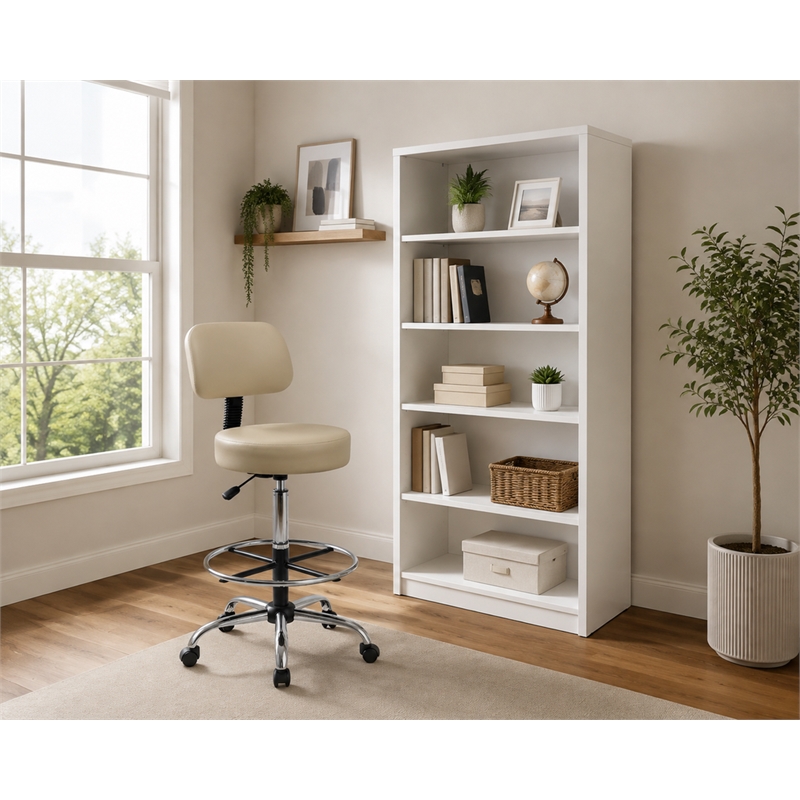 Boss Office Products 5 Shelf Engineered Wood Bookcase in White