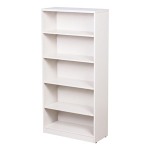 Boss Office Products 5 Shelf Engineered Wood Bookcase in White