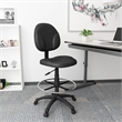 Boss Office Products Vinyl Stand Up Drafting Stool with Foot Rest in Black