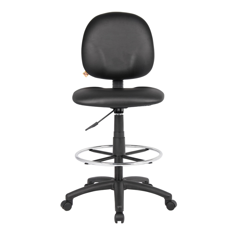 Boss Office Products Vinyl Stand Up Drafting Stool with Foot Rest in Black