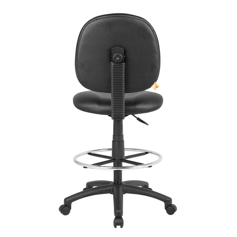 Boss Office Products Vinyl Stand Up Drafting Stool with Foot Rest in Black