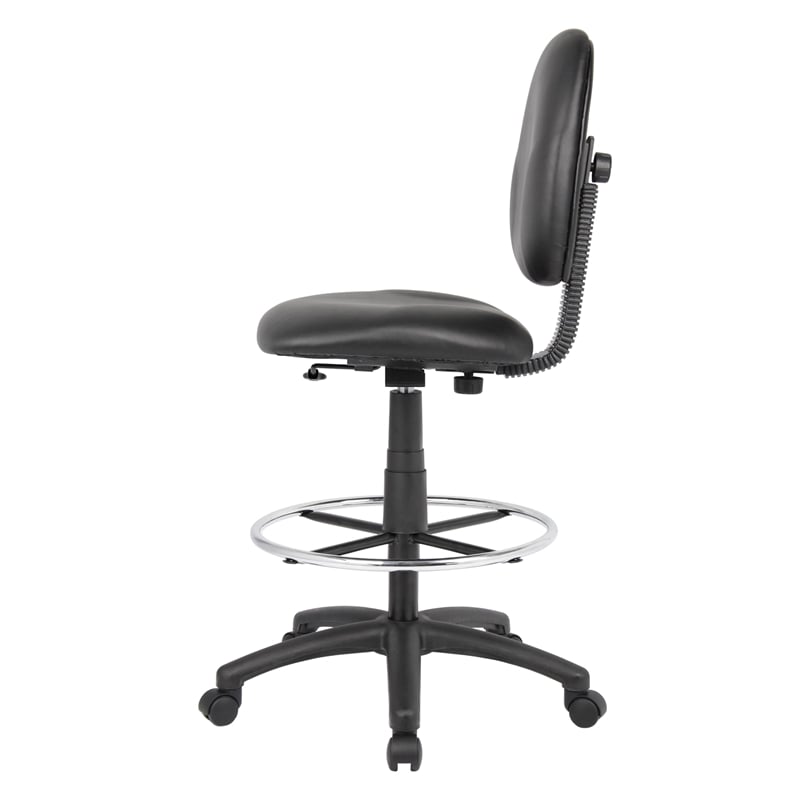 Boss Office Products Vinyl Stand Up Drafting Stool with Foot Rest in Black