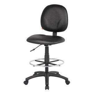 Boss Office Products Vinyl Stand Up Drafting Stool with Foot Rest in Black