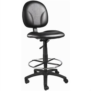 boss office adjustable faux leather upholstered drafting stool in black b1690-1