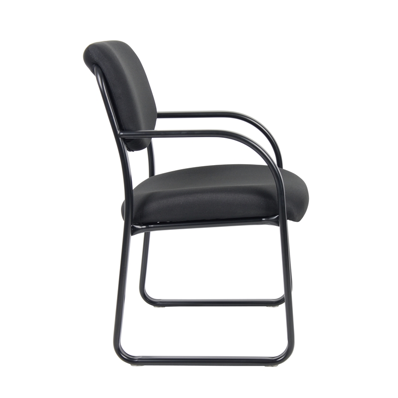 Boss Office Products Fabric Sled Base Guest Chair with Arms in Black