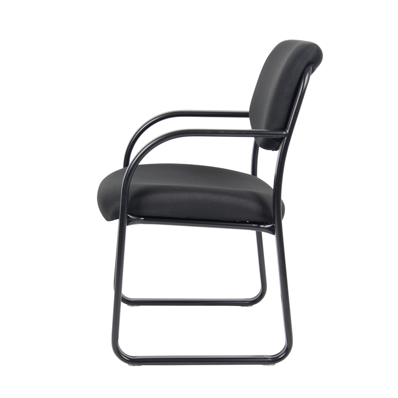 Boss Office Products Fabric Sled Base Guest Chair with Arms in Black