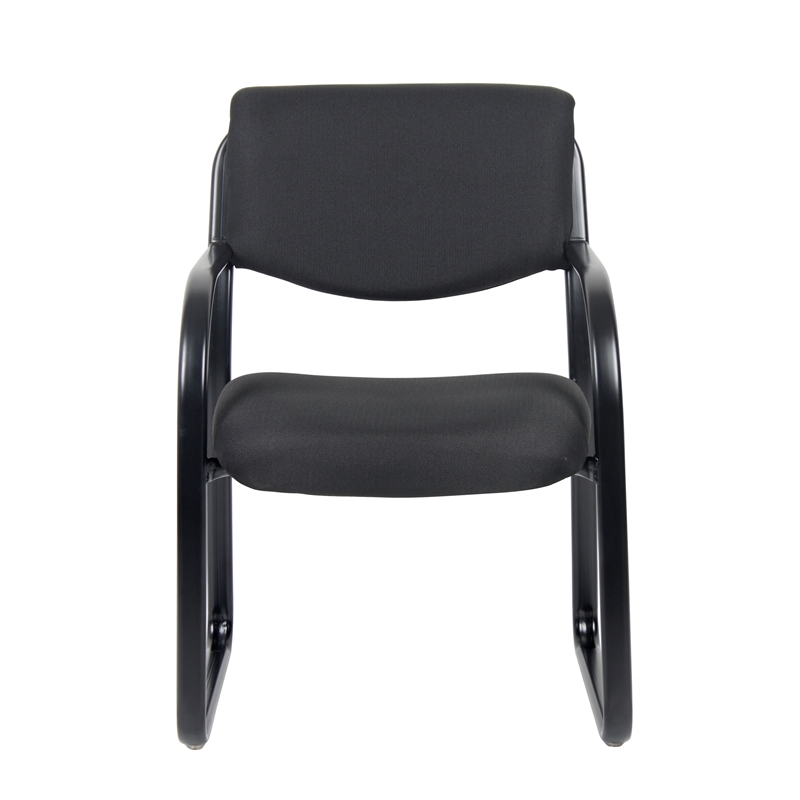 Boss Office Products Fabric Sled Base Guest Chair with Arms in Black