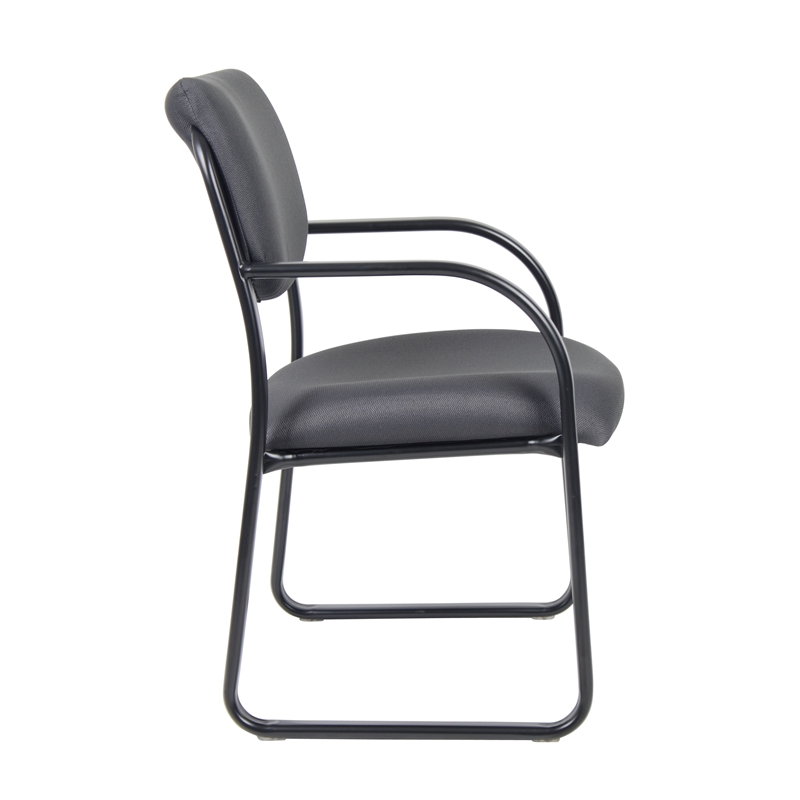 Boss Office Products Fabric Sled Base Guest Chair with Arms in Gray