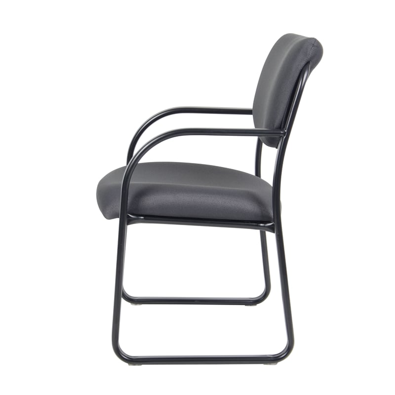 Boss Office Products Fabric Sled Base Guest Chair with Arms in Gray