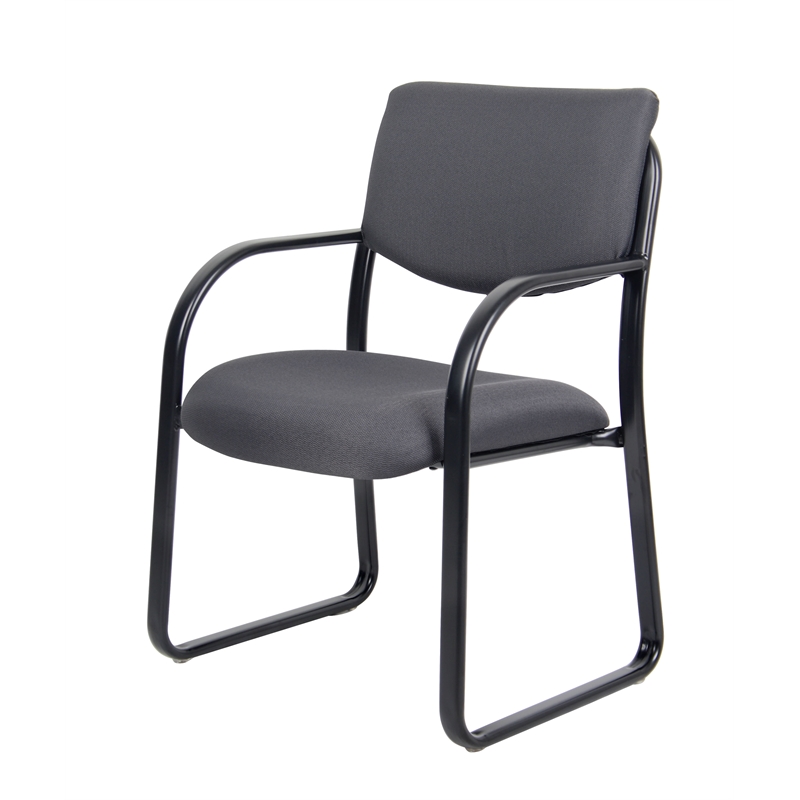 Boss Office Products Fabric Sled Base Guest Chair with Arms in Gray