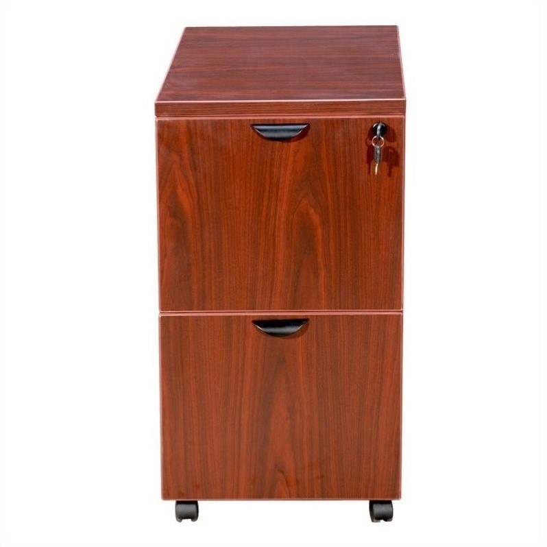 Boss Office Products 2 Drawer Mobile Wood File Cabinet In Cherry