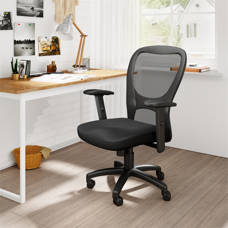 Boss Office Budget Mesh Back Fabric Adjustable Task Office Chair in Black