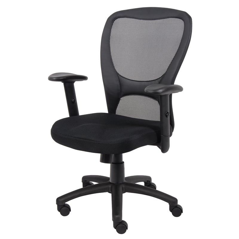 Boss Office Budget Mesh Back Fabric Adjustable Task Office Chair in Black