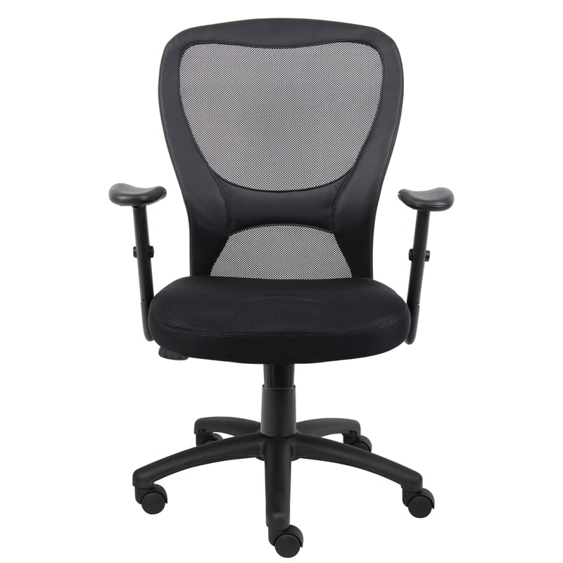 Boss Office Budget Mesh Back Fabric Adjustable Task Office Chair in Black