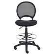 Boss Office Products Mesh Back Fabric Drafting Chair with Foot Ring in Black