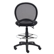 Boss Office Products Mesh Back Fabric Drafting Chair with Foot Ring in Black