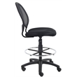 Boss Office Products Mesh Back Fabric Drafting Chair with Foot Ring in Black