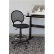 Boss Office Products Mesh Back Fabric Drafting Chair with Foot Ring in Black