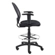 Boss Office Mesh Back Fabric Drafting Chair with Adjustable Arms in Black