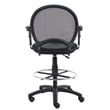 Boss Office Mesh Back Fabric Drafting Chair with Adjustable Arms in Black