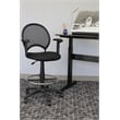 Boss Office Mesh Back Fabric Drafting Chair with Adjustable Arms in Black