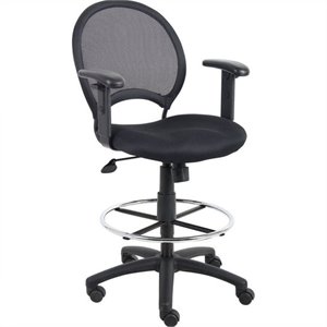 boss office mesh drafting chair with adjustable arms